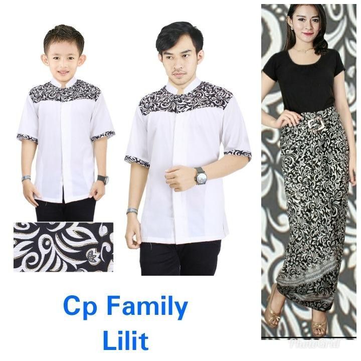 Glow fashion Couple batik 3in1 baju koko dan rok lilit bapak dan anak atasan kemeja pria dewasa dan kemeja anak-anak dan rok lilit batik panjang wanita jumbo blouse blus shirt long skirt Nika