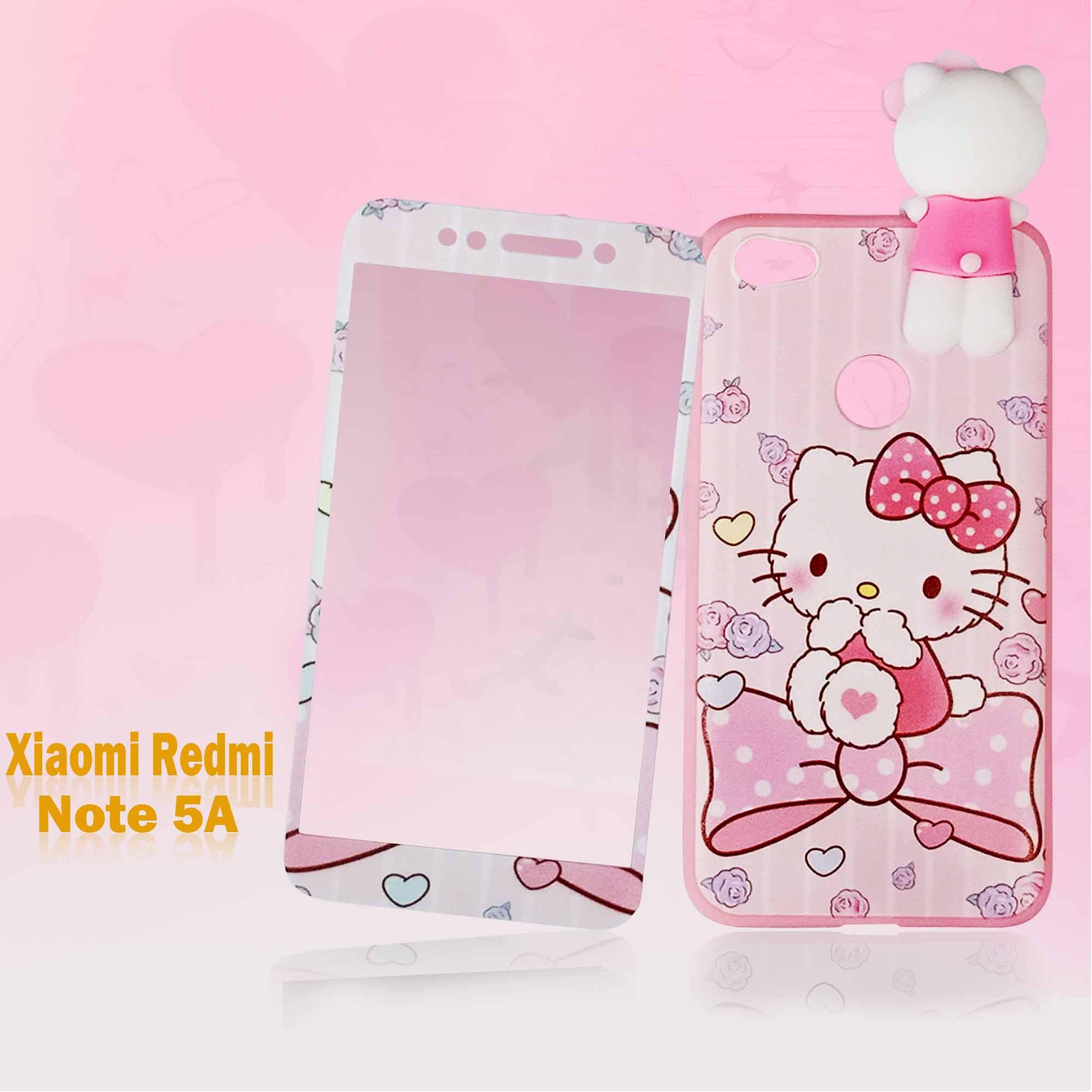 Marintri Case Xiaomi Redmi Note 5A With Tempered Glass Hello Kitty Manjat