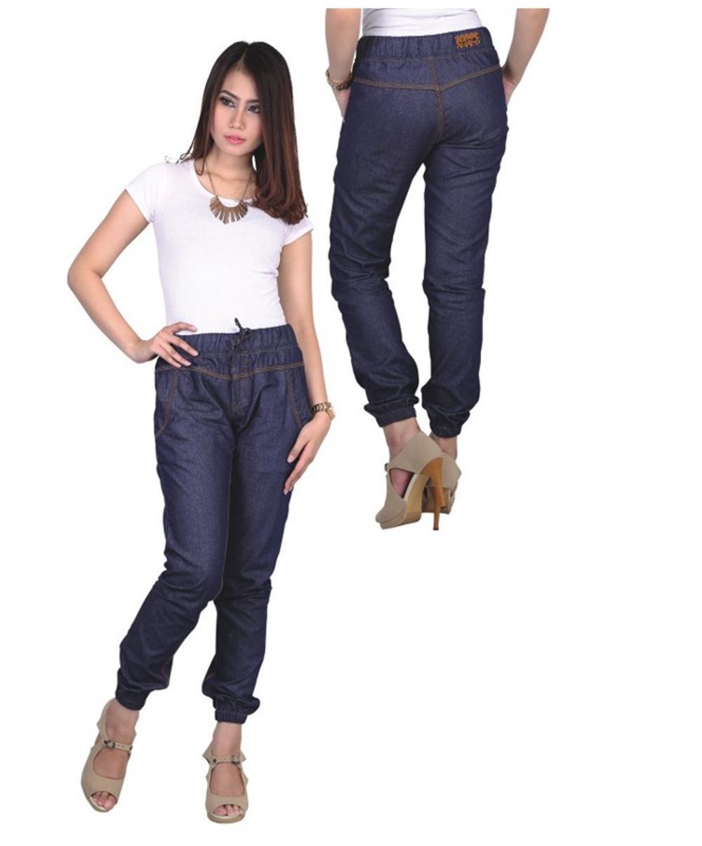 Celana Jogger Denim Wanita- Jogger Distro Bandung- Jogger Denim Cewek- Wenfai C641