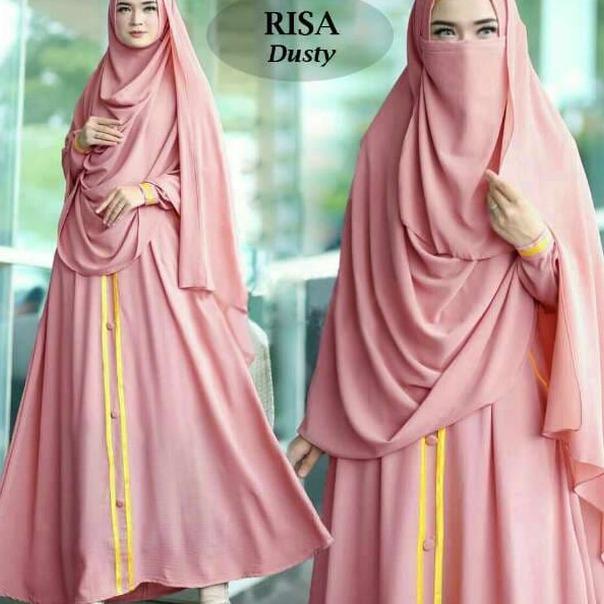 BAJU BUSANA MUSLIM GAMIS RISA SYARI TOSCA BERGO INSTAN +CADAR