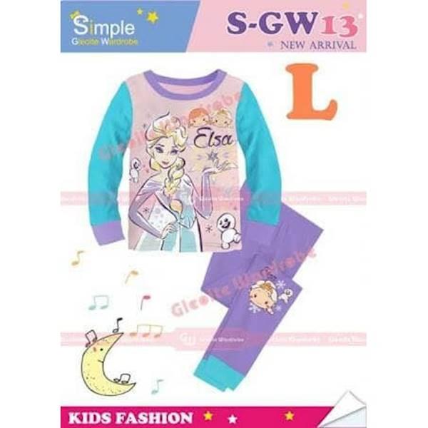 Promo Piyama Baju Tidur Anak Perempuan Cewek SGW 13 L Elsa Froze Ungu Tosca Berkualitas