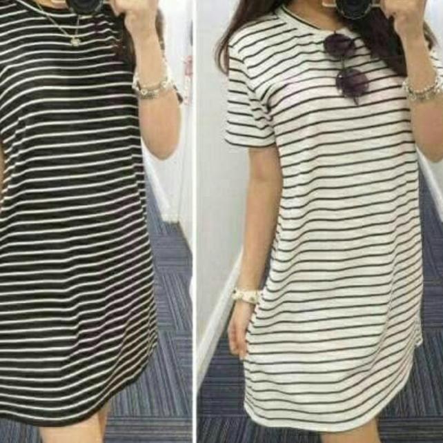 tokolobo dress stripe mini putih