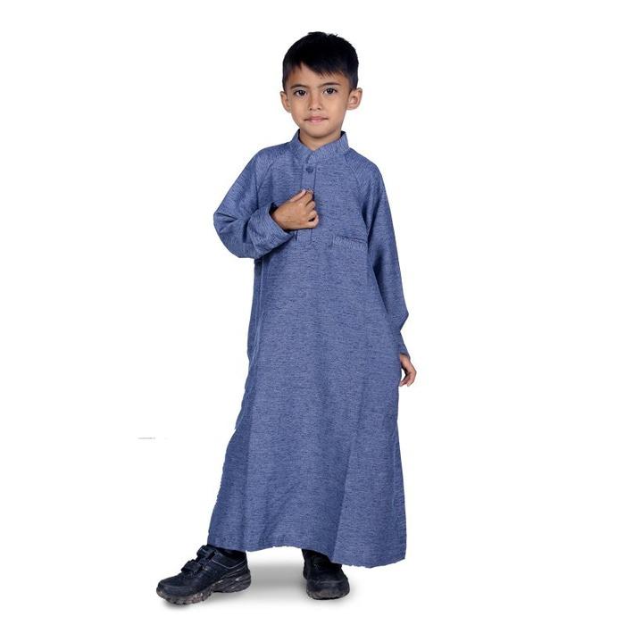 BAJUYULI - Baju Muslim Anak Laki Laki Gamis Koko - Biru Misty KGIB01