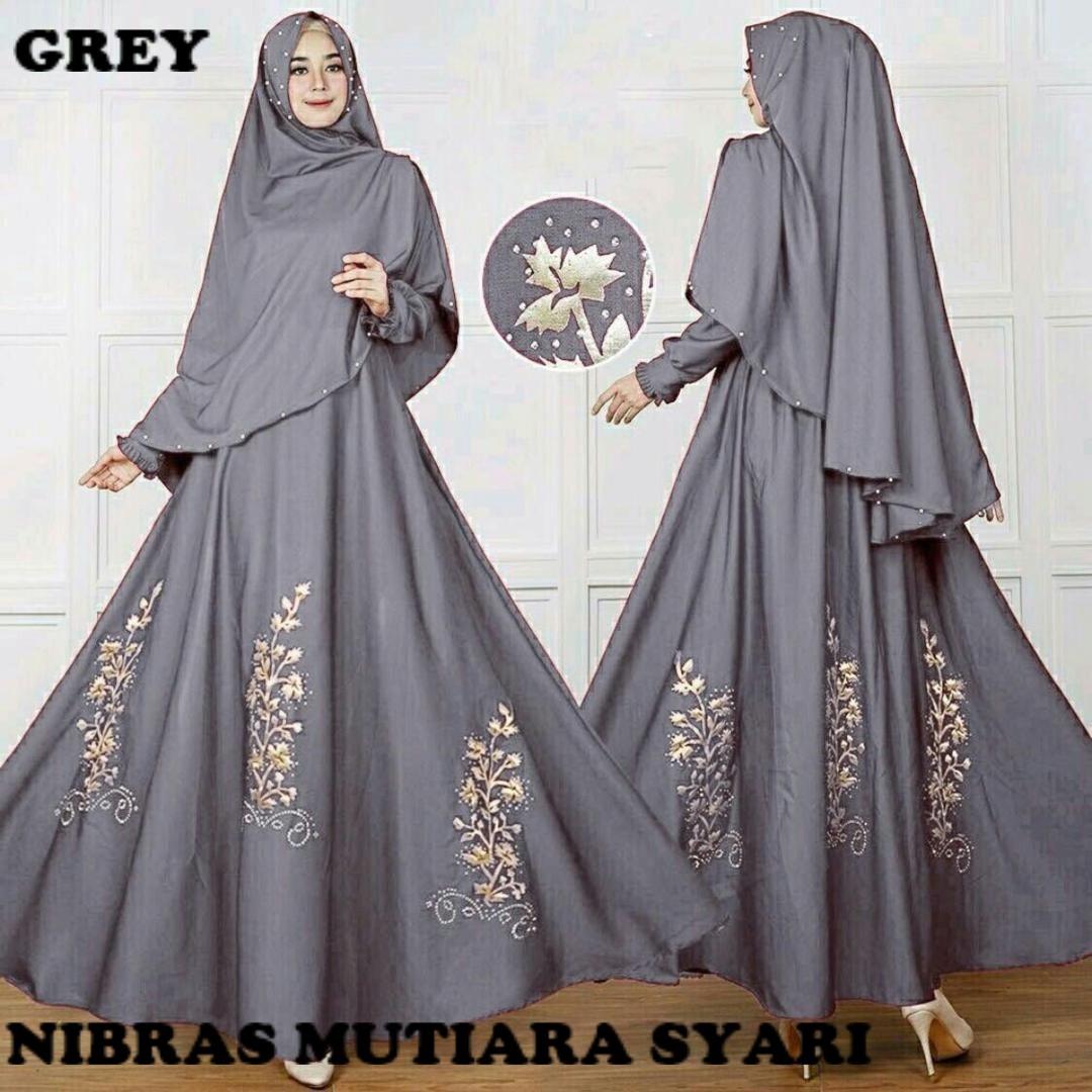 Baju muslim/pakaian wanita muslim/Gamis set Nibras mutiara syari Matt Full Balotelli HQ size XL (5 warna)