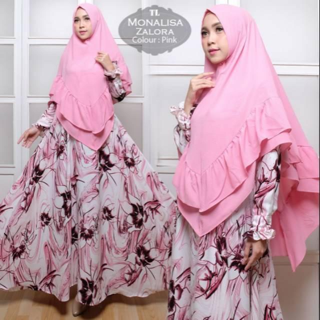 Real Pict Gamis Syari Bigsize Gamis Bigsize Gamis Busui Monalisa Zalora Pink Rt