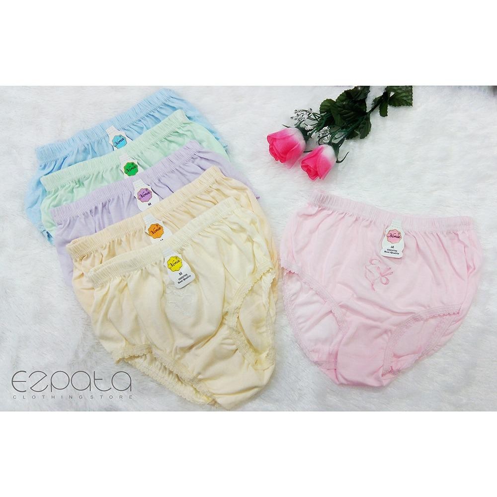 Ezpata Nonie - Isi 6 Pcs Celana Dalam Wanita Polos Bordir Full Katun Nyaman Murah