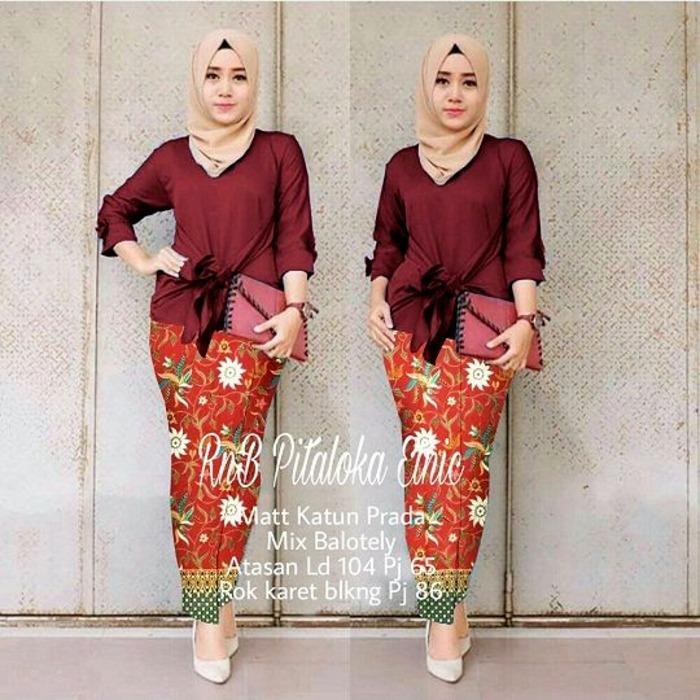 Debbie Gallery Stelan Kebaya Pitaloka / kebaya wisuda modern/kebaya modern/kebaya batik - MAROON / Kebaya Modern / Gamis / Gaun Pesta Muslimah / Baju Muslim Wanita / Srdeva
