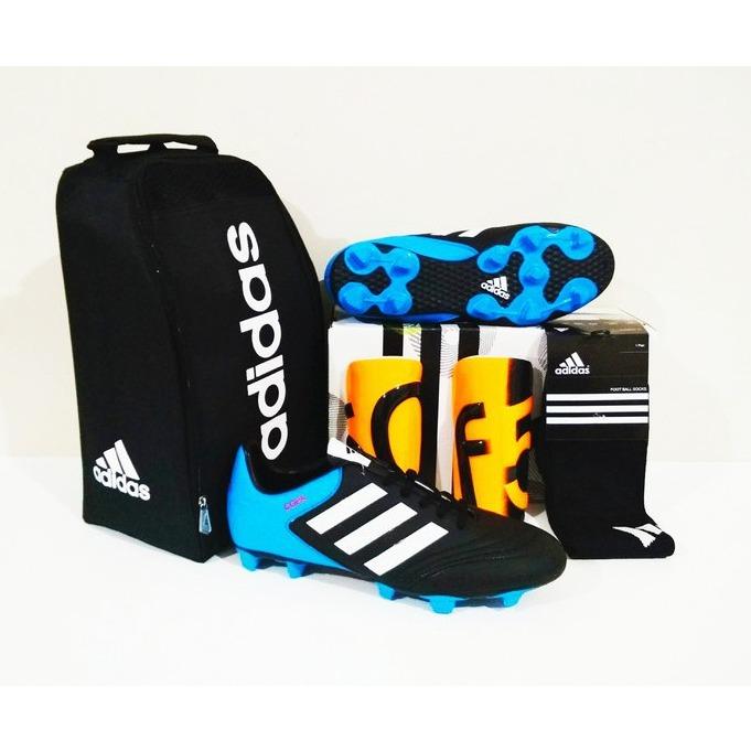 Sepatu Bola Copa 18 Black Blue FG (Sepatu + Kaus Kaki + Tas Sepatu + Deker)