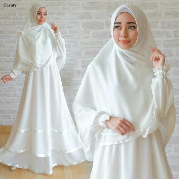 Gamis ceruti white gamis putih baju gamis umroh pakaian haji polos