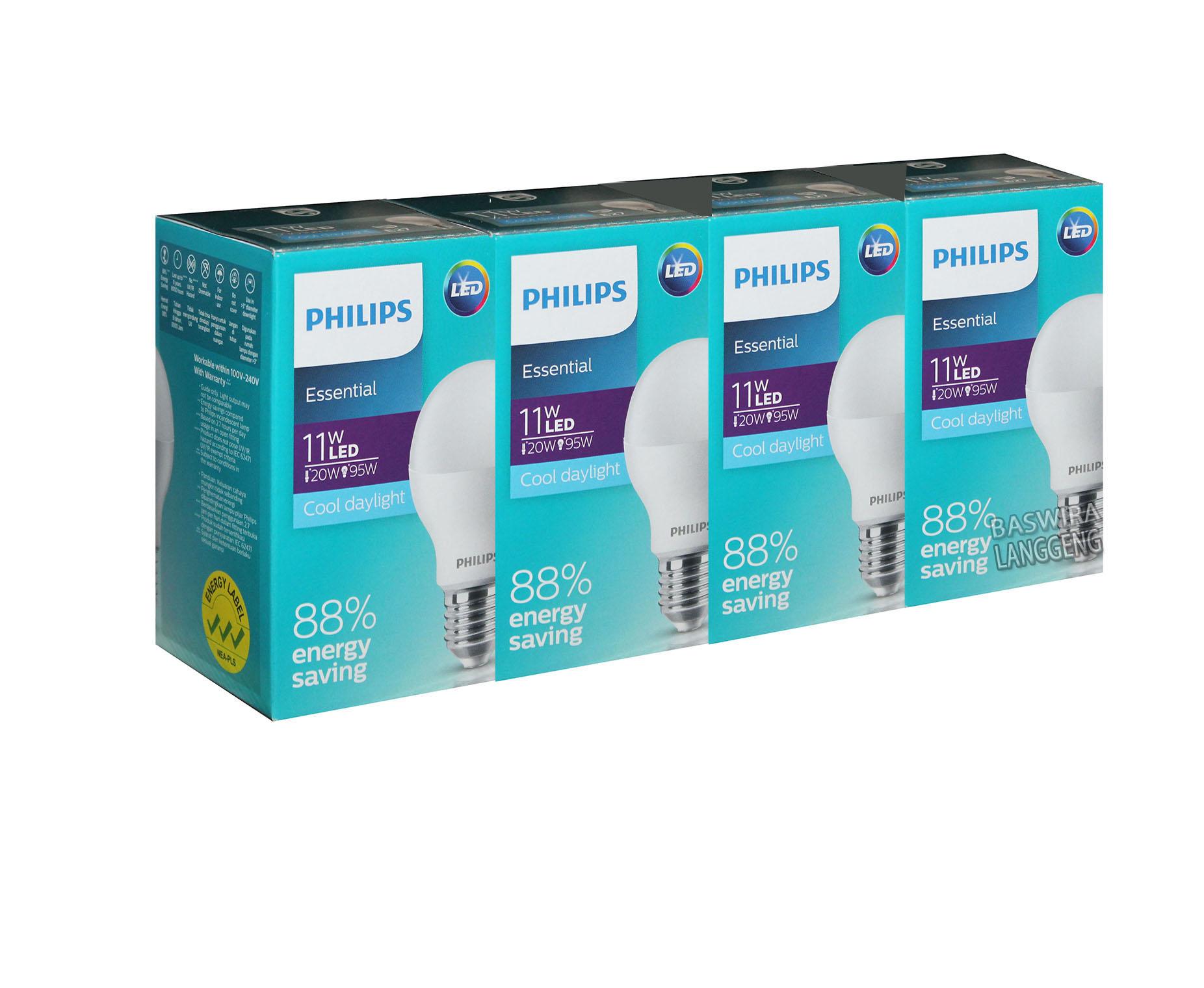 Detail Gambar PHILIPS Lampu Led Bulb Essential 11W 11WAtt 11 W 11 Wat Paket (4 Pcs) PUTIH Terbaru