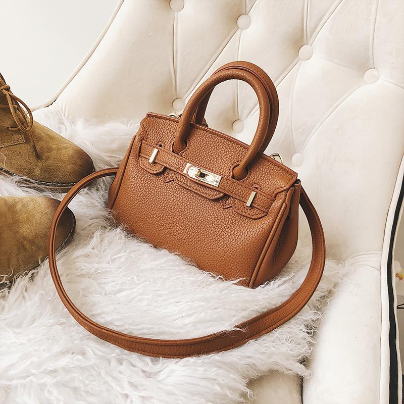 Tas Baru Motif Kulit Imitasi Tas Model Hermes Tas Wanita (Brown)