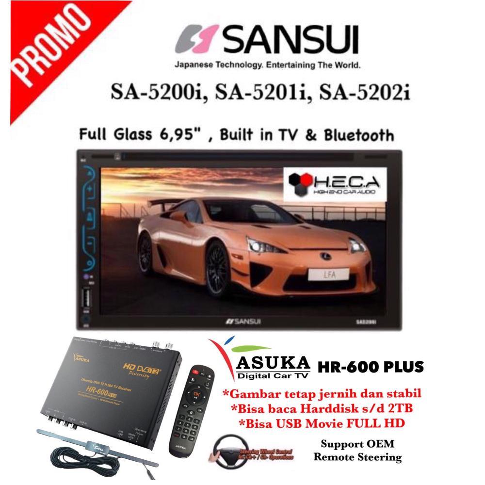 PAKET PROMO Sansui SA-5200i SA-5201i SA-5202i Head Unit Double din Tape Mobil & ASUKA HR-600 TV Tuner Digital