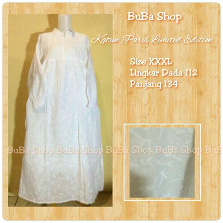 Gamis Putih Jumbo Katun Paris Full Bordir
