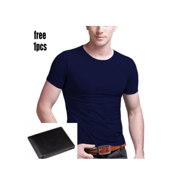 Kaos Tshirt Oblong Tangan Pendek Pria dewasa Free Dompet Kulit Sintetis