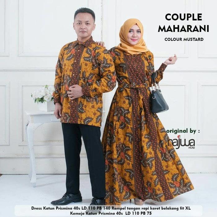 Busana Muslim Couple Pesta Maharani - Gamis Batik Sarimbit Pasangan