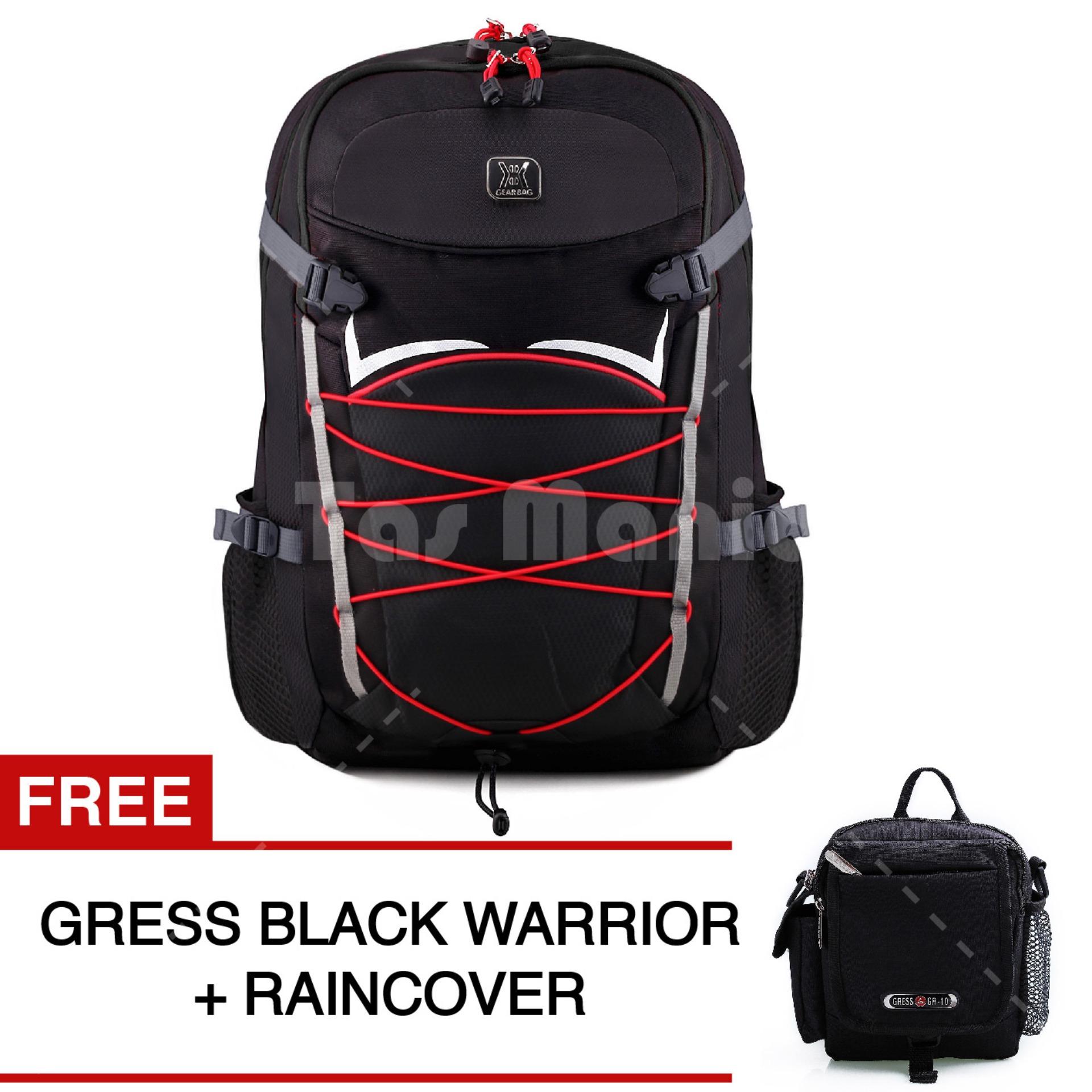 Gear Bag Andromeda Laptop Backpack - Black + Raincover + FREE Tas Selempang Gress - Black Warrior BW20