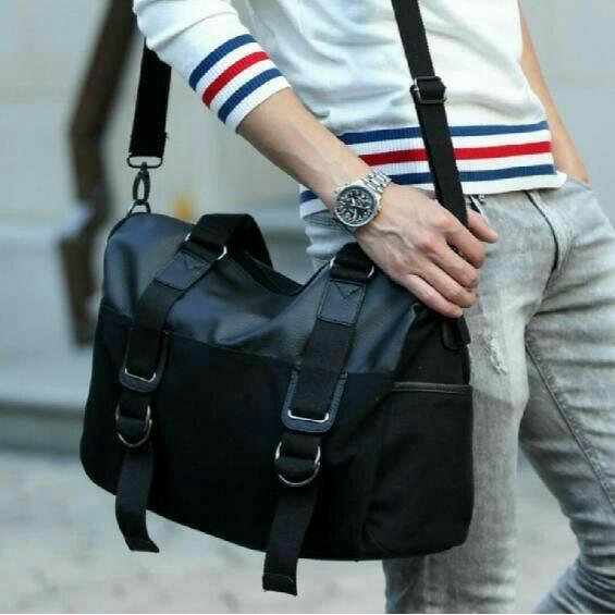 Tas Selempang Pria Wanita Import/Tas Kanvas Semi Kulit/Tas Kerja - U1vytp