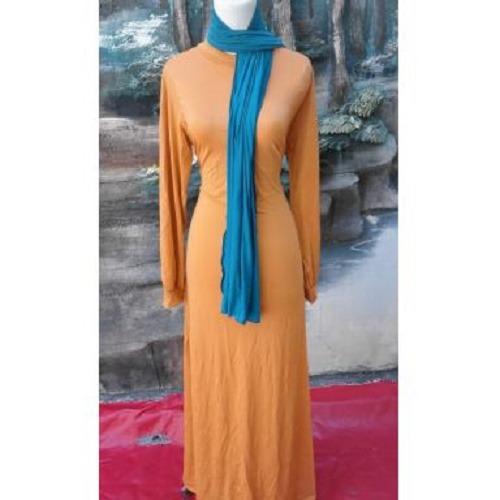 PROMO BAJU - SUPPLIER GROSIR 4608 PAKAIAN MUSLIM MAXI MAXY LENGAN PANJANG LONG DRESS DRES MUSLIMAH DEWASA WARNA OREN MURAH GROSIR KEKINIAN BAHAN JERSEY