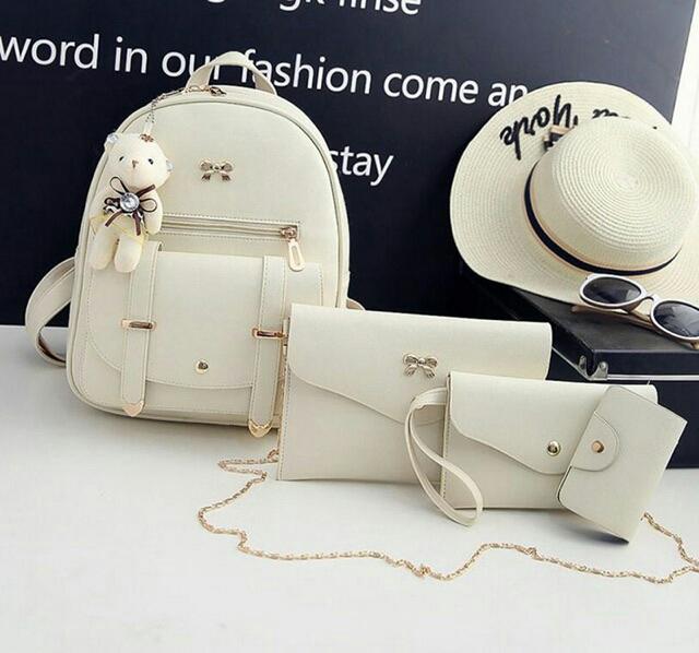 tas ransel -Tas Wanita Backpack 4in1 set tanpa boneka Louis Kotak