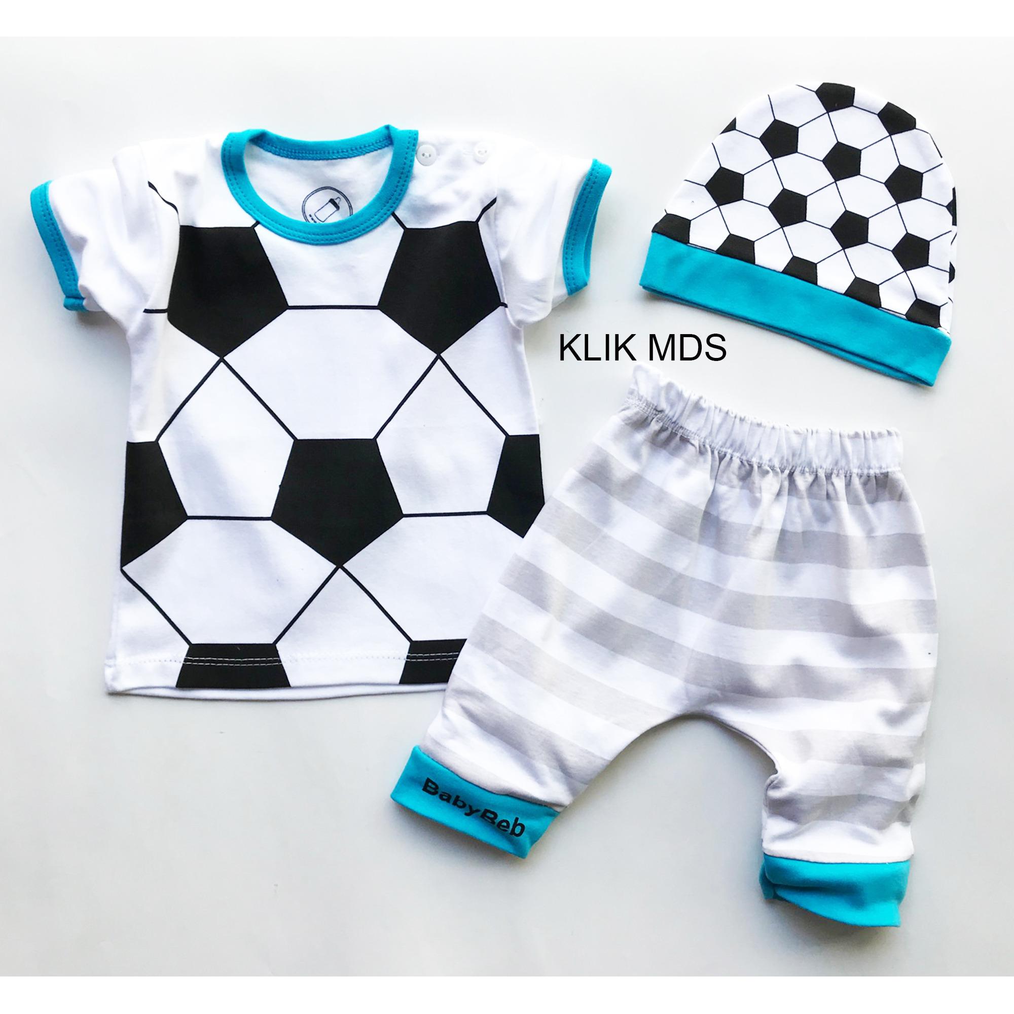 Klik Mds Baju Anak Setelan Atasan dan Celana Motif Karakter Bola Free Topi