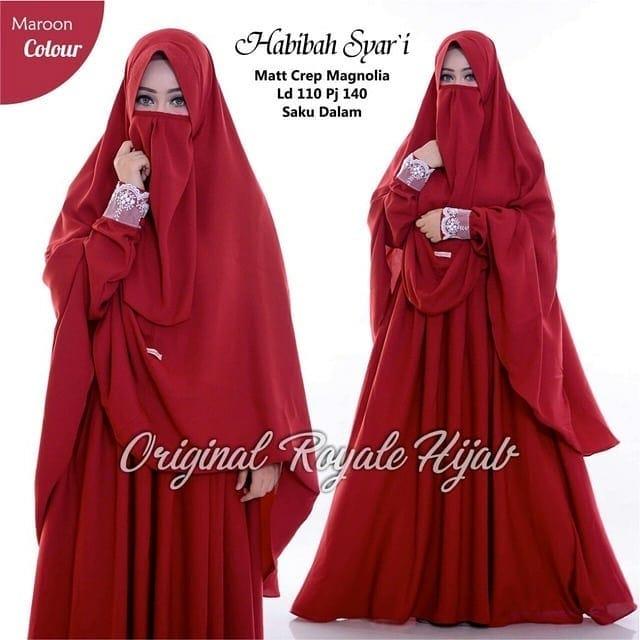 Baju Muslim Modern Gamis Habibah Syar'i Dress Baju Crepe Tebal Baju Terusan Wanita Gamis Casual Baju Panjang Baju Wanita Gamis Syari Baju Muslim Terbaru 2018
