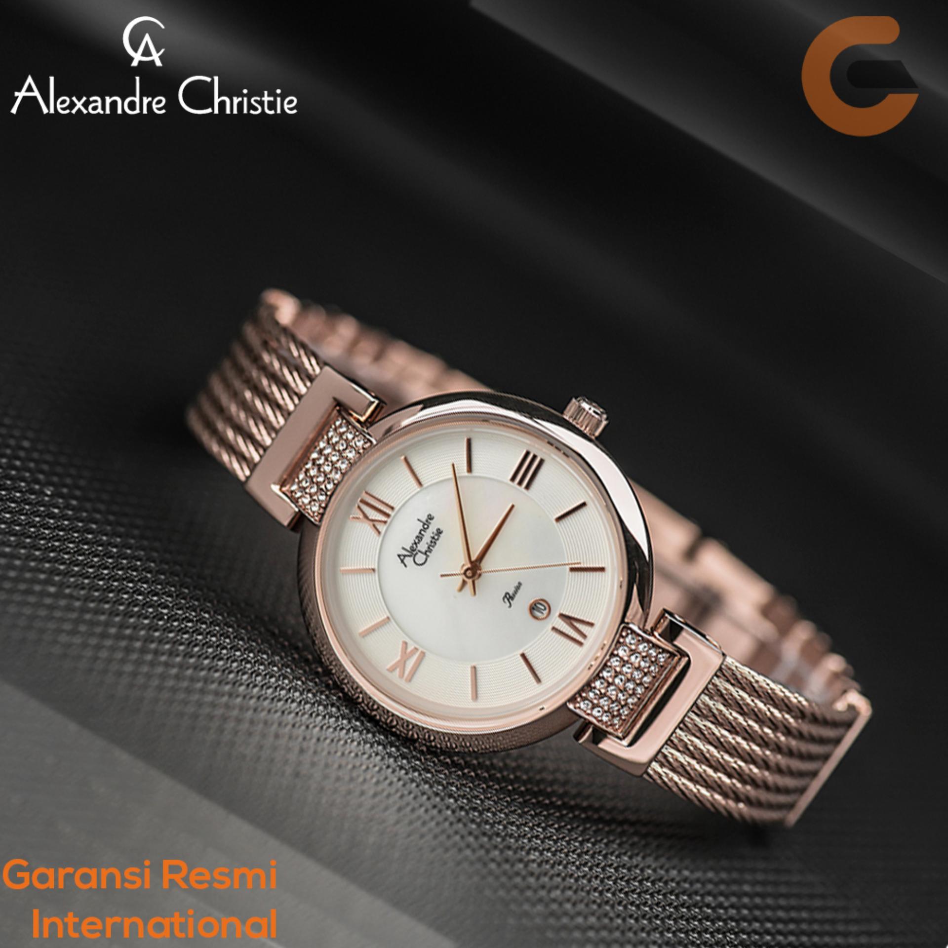 Alexandre Christie Jam Tangan Wanita Tali Stainless Steel Quartz Movement Swarovski Element AC2708 Promo