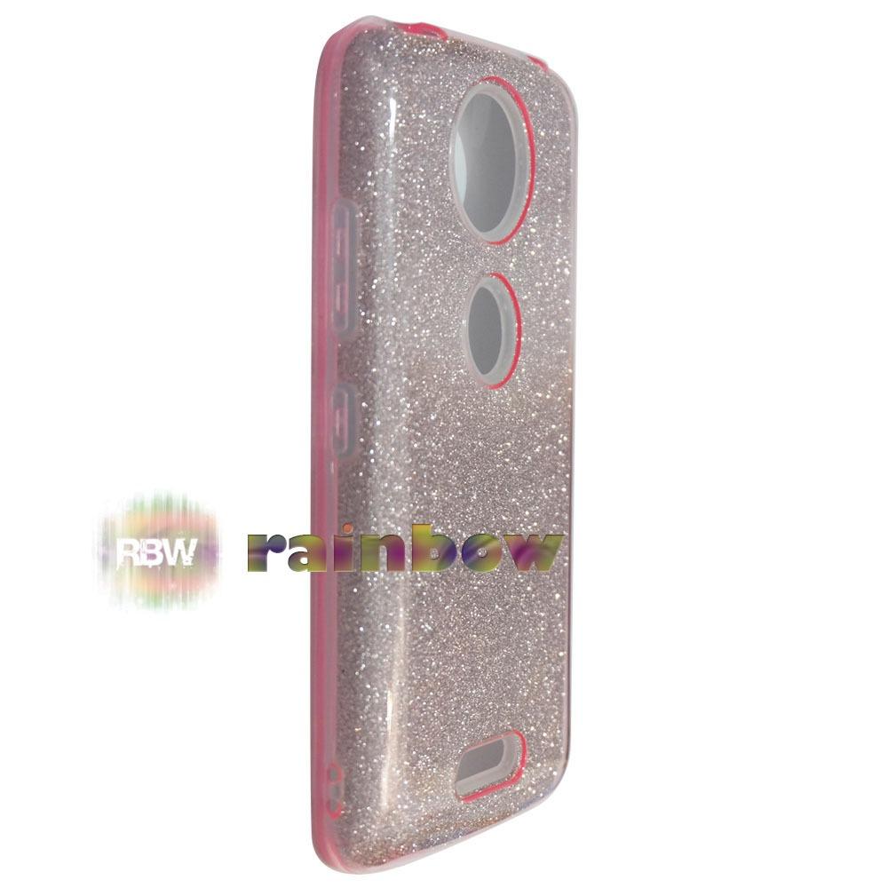 Rainbow Soft Case Sparkle Gliter Motorola Moto C Plus / Sparkle Phone Cases Pink / Jelly