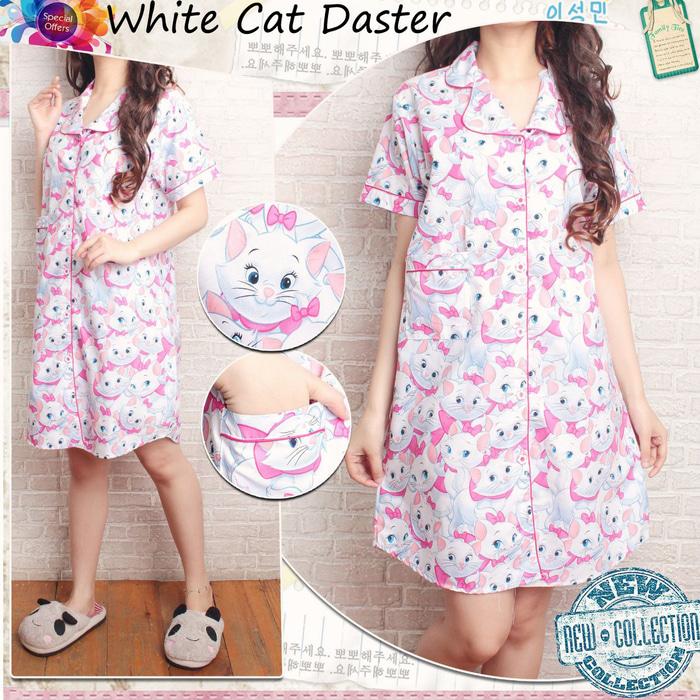 DST WHITE CAT DASTER PIYAMA BAJU TIDUR KATUN JEPANG GROSIR TANAH ABANG