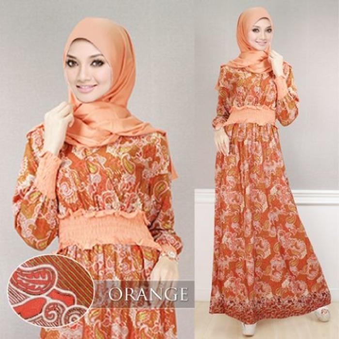 BUSANA MUSLIM BAJU MUSLIM SYARI TUNIK GAMIS HIJAB IMPORT OBRAL TERBARU ORANGE / FG