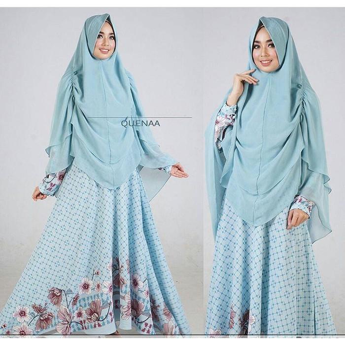Promo Queena Soft Blue GZ Gamis Wanita Bubblepop Biru Muda Limited