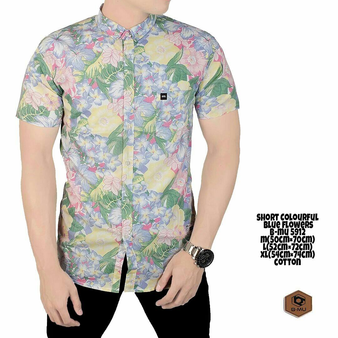 Baju Kece - Kemeja Pendek Corak Bunga/daun short frolal kemeja santai kemeja pantai kemeja kerja kemeja pria/wanita kemeja cewek cowok trendy