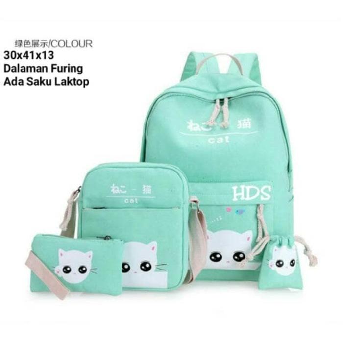 Grosir Tas Ransel Anak Sekolah SD Laki Perempuan 4in1 Cat Murah Toska