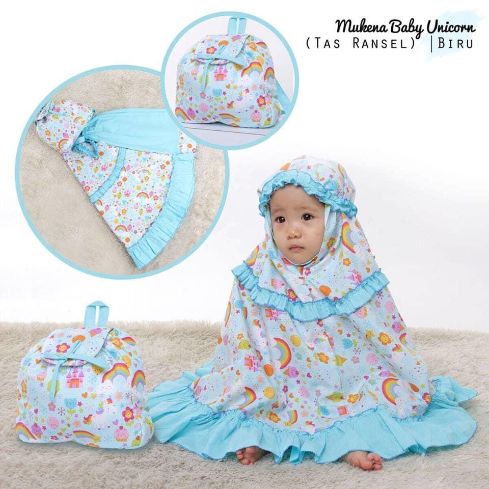 TERLARIS!!! MUKENA ANAK UNICORN BIRU SIZE XXS / BABY (1-2 TAHUN) mukena mewah / mukena dewasa / mukena tatuis / mukena anak / mukena bali / mukena katun jepang