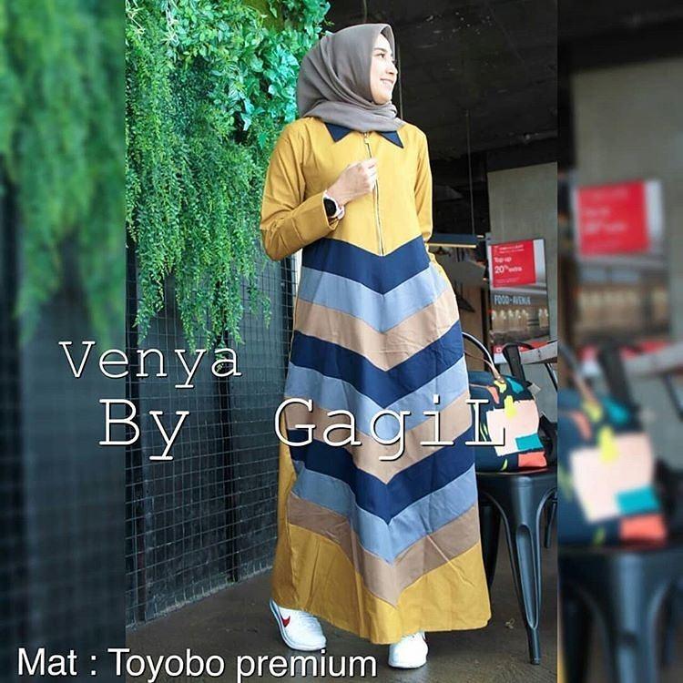 OEM Baju Original Venya Maxi Dress Muslim Modern Panjang Hijab Fashion Perempuan Casual Gamis Pakaian Wanita Terbaru
