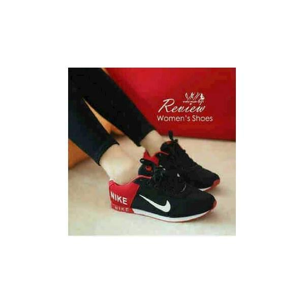SEPATU KETS SNEAKER NIKE HITAM MERAH CEWEK WANITA JOGGING RUNNING CASUAL MURAH