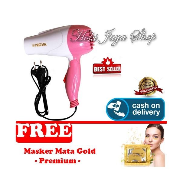 HOKI COD - Nova Hair Dryer N-658 HairDryer - Multi Colour + Gratis Masker Mata Gold Collagen Premium - 1 Pcs