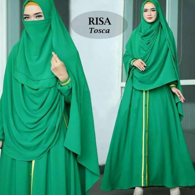 BAJU BUSANA MUSLIM GAMIS RISA SYARI TOSCA BERGO INSTAN +CADAR