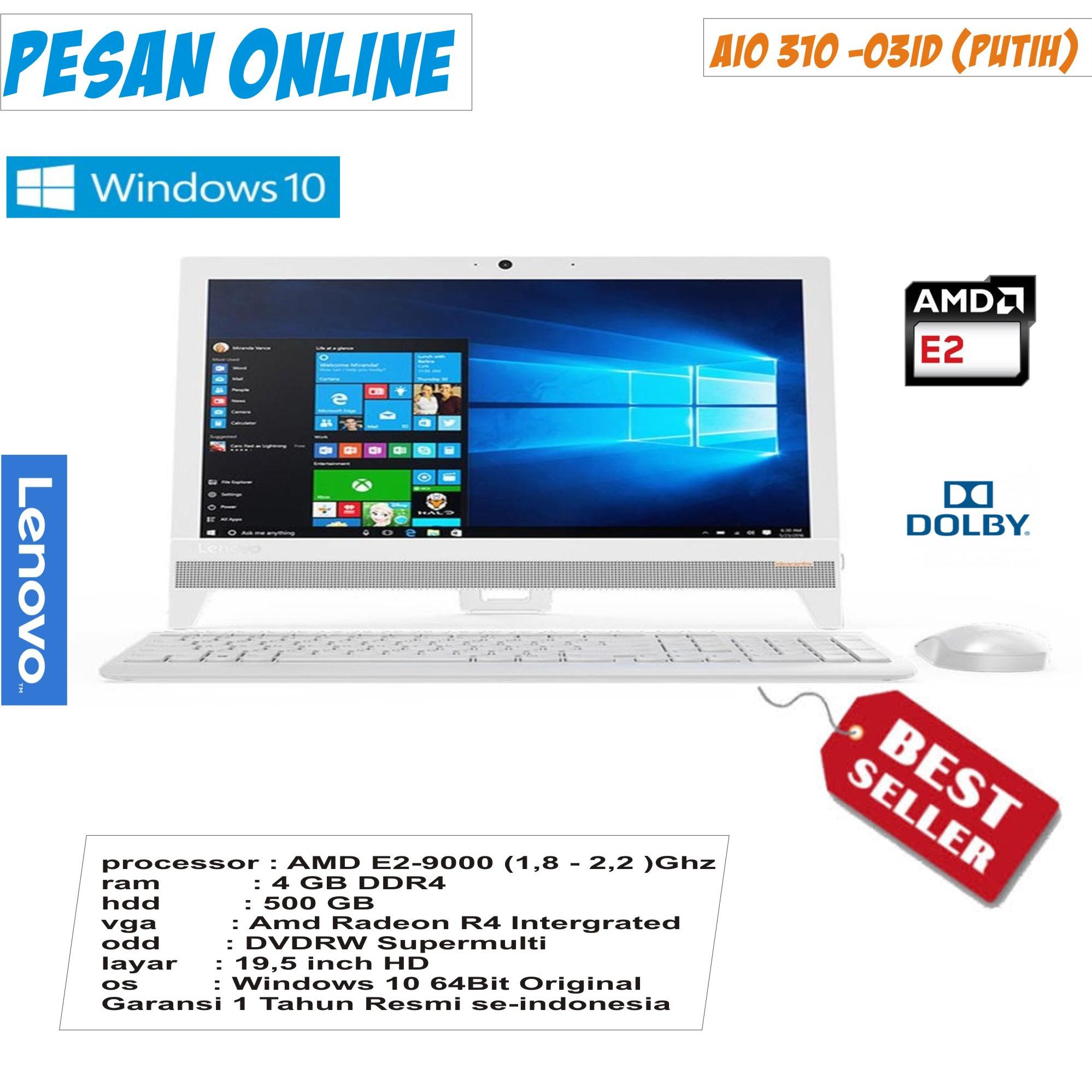 PC all In one 310 - 03ID/AMD E2-9000 Quad core/4 gb / 500 gb/ 19,5 inch/dvd/radeon R3/windows 10/ garansi resmi berlaku se-indonesia