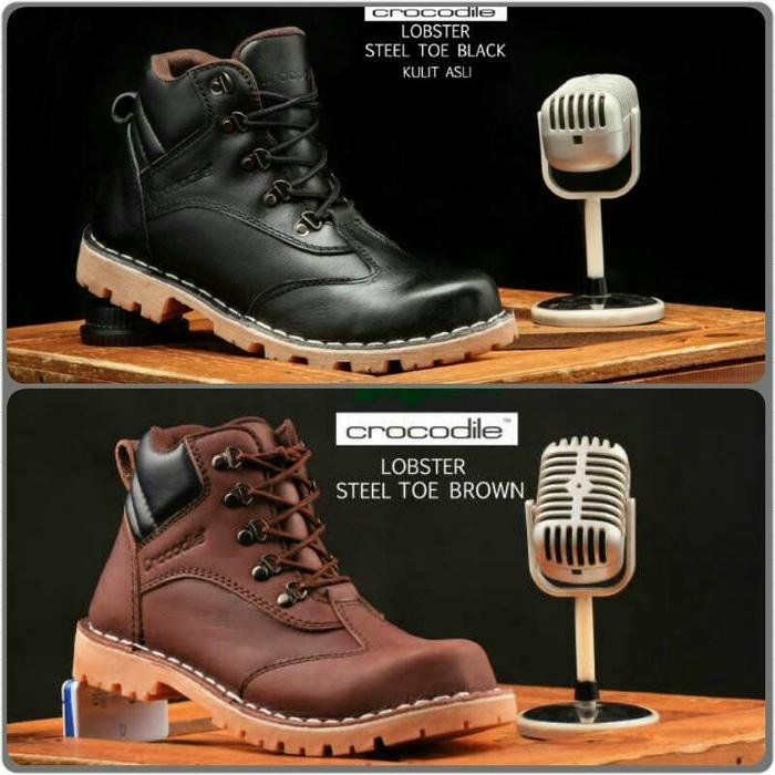 SEPATU CROCODILE KING LOBSTER SAFETY BOOT KULIT ASLI UJUNG BESI