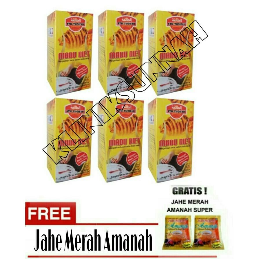 Paket 6 Botol At- thoifah Madu Diet Herbal Penurun Berat Badan + Jahe Amanah