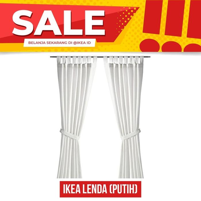 IKEA LENDA Gorden dengan pengikat, 1 pasang, putih