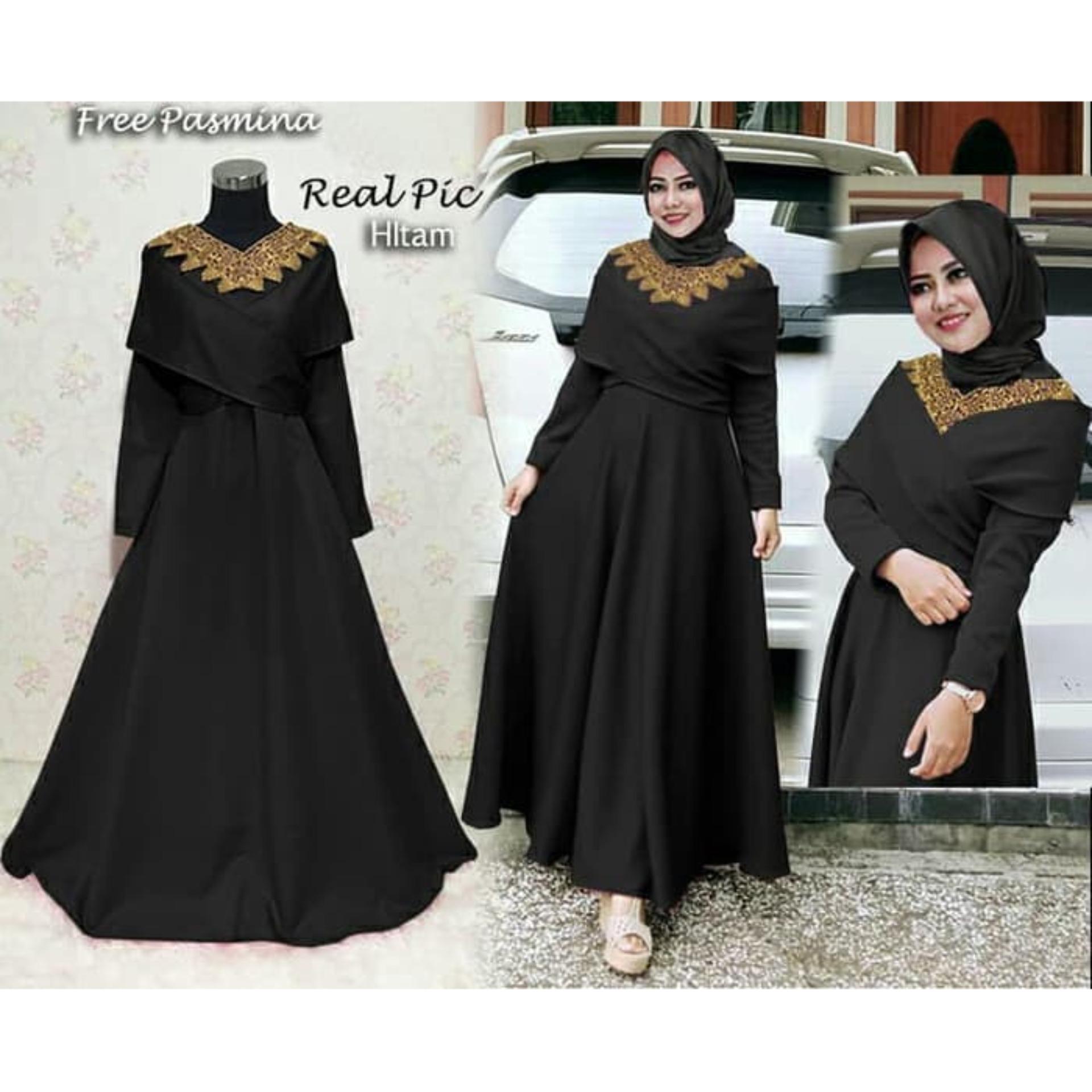  Gamis Embos Hitam  Nusagates