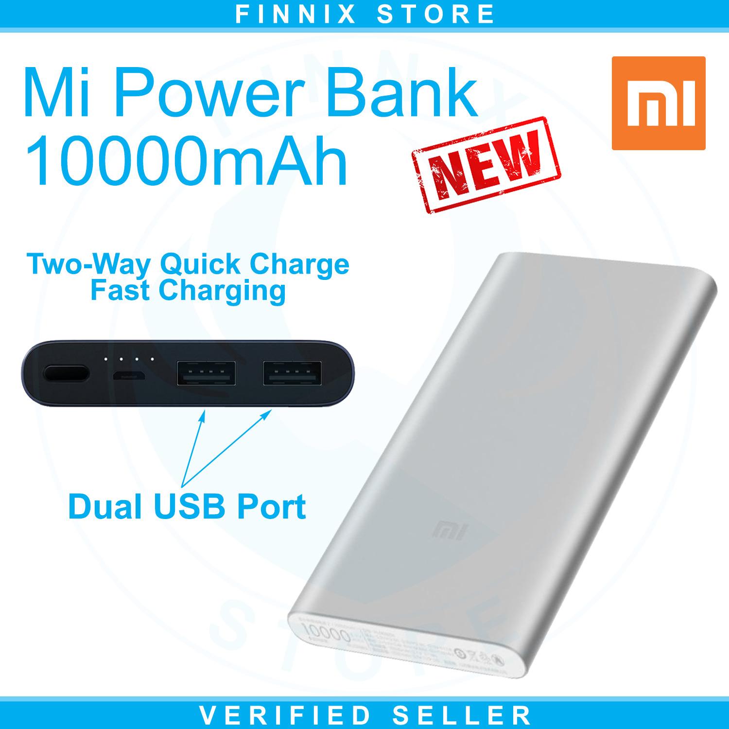 Xiaomi Mi Power Bank 10000mAh Dual USB Port Fast Charging (Powerbank 10000mAh Terbaru Xiaomi Dengan 2 USB Port)