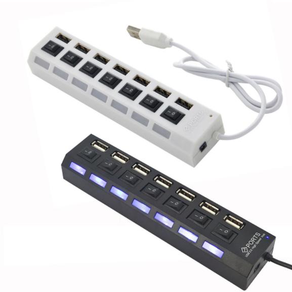 Usb Hub 7 Port On/Off - Hitam Putih