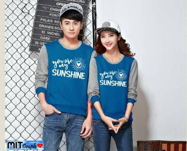 kaos couple / baju couple / sweater couple lengan panjang murah sunshine BABYTERRY Biru