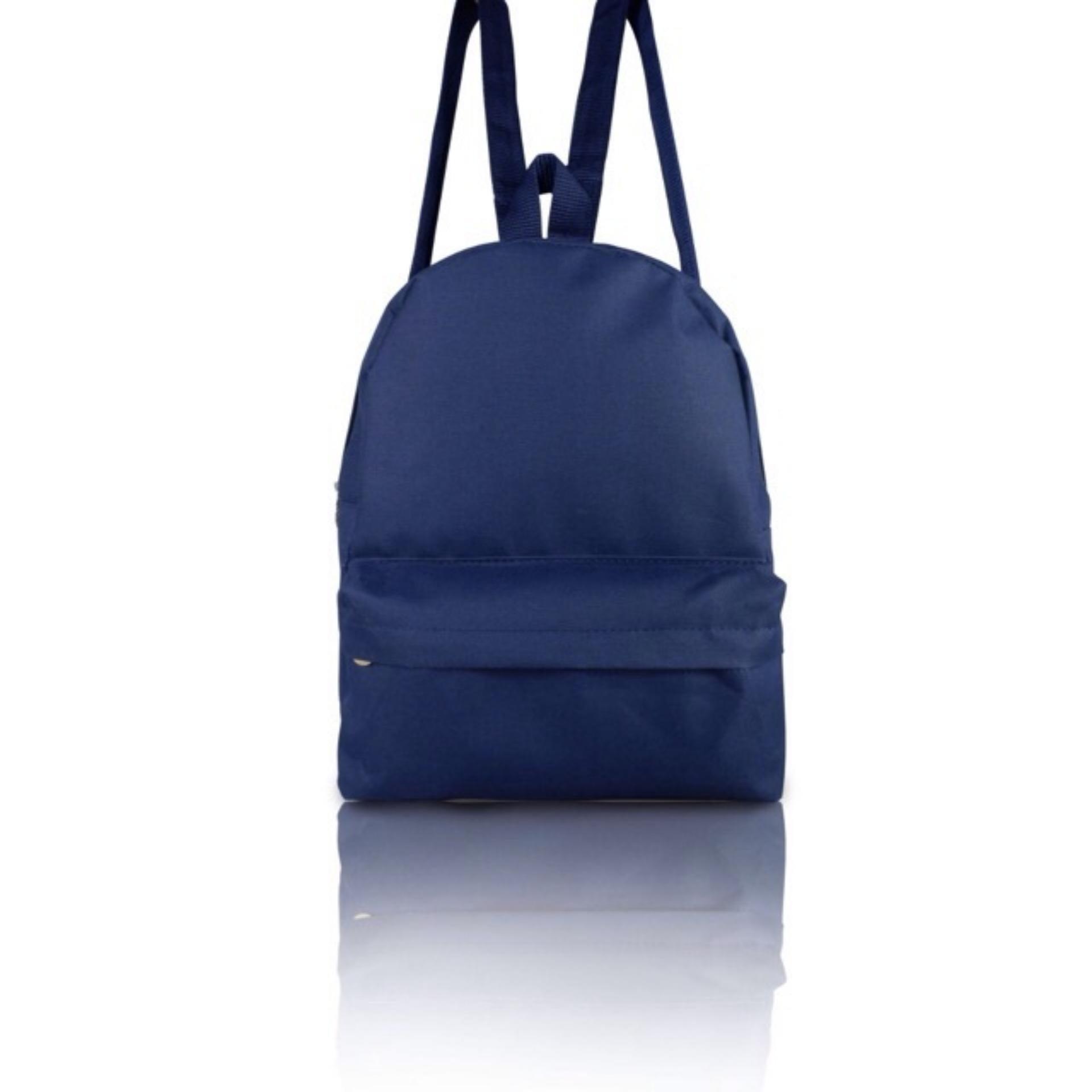 Raisya Tas Fashion Ransel Mini Canvas Polos - Navy