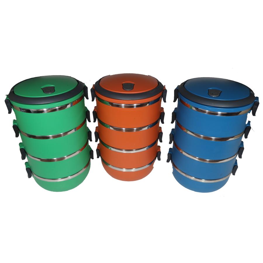 Rantang Bulat Polos 4 Susun Stainless Steel - Kotak Makan