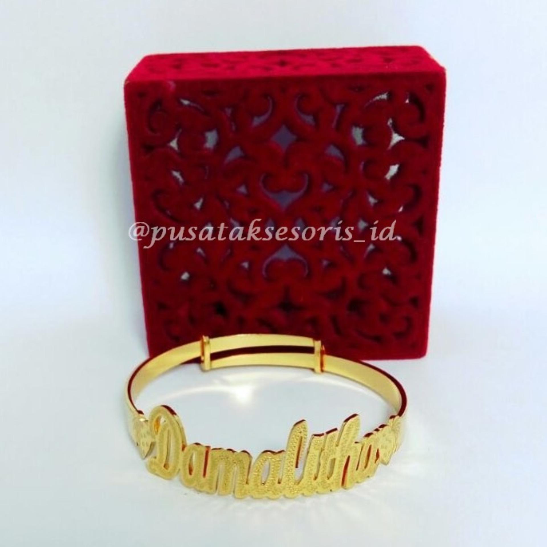 Jual Gelang Nama Gold Lapis Emas 24 Karat Bisa cetak sesuai nama