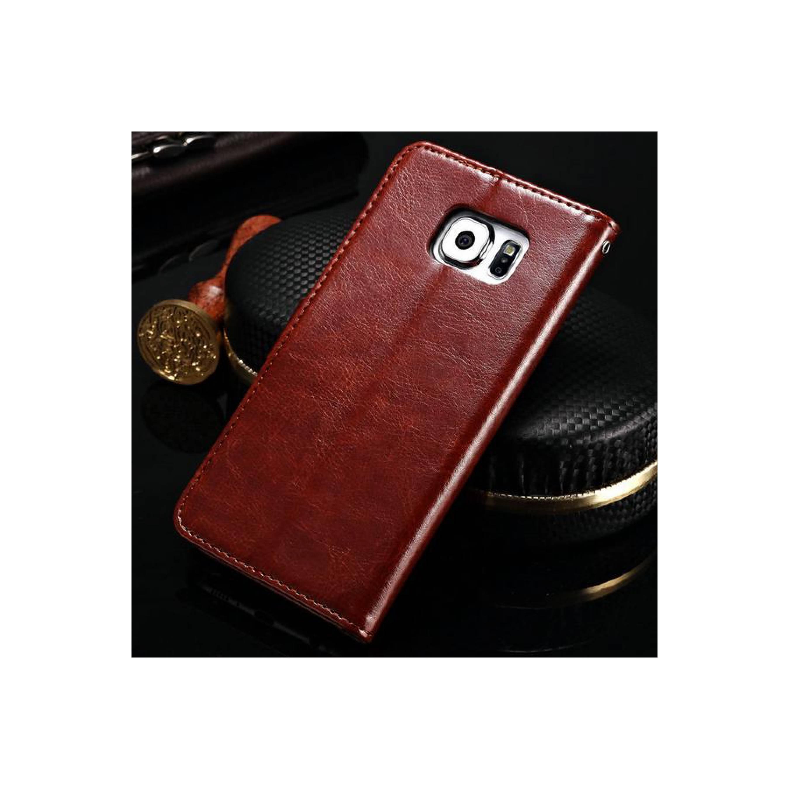 Kehebatan Kulit Berkualitas Tinggi Kasus Telepon [untuk Samsung Samsung Galaxy S6 FLAT Wallet Premium Flip Cover Case PU Leather Book
