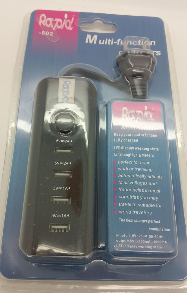 4 port Charger USB desktop 6A 30watt with saklar for iphone / samsung